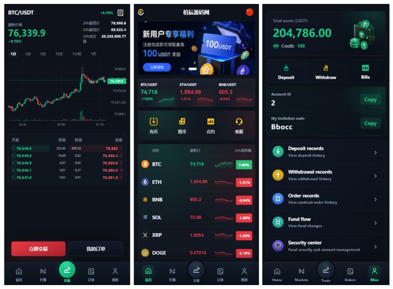 期权区块链交易所源码/多语言期权交易系统/Vue+ThinkPHP